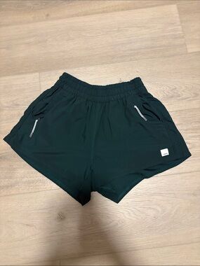 Vuori Forest Green Athletic Zip-Pocket Shorts